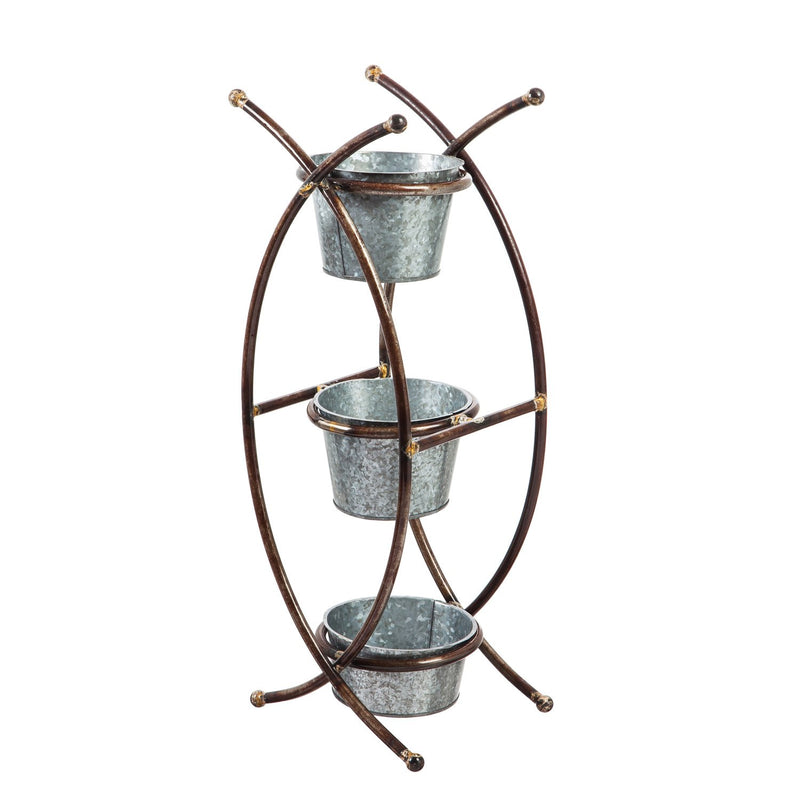Metal 3 Pot Planter with Stand,8pmtl186
