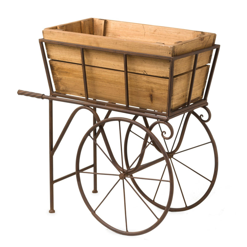 Wooden Wagon Planter/Drink Holder with Wheels,8pmtl189