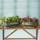 Nested Aged Brass Patina Finished Trough Planters, Set of 2,8pmtl235