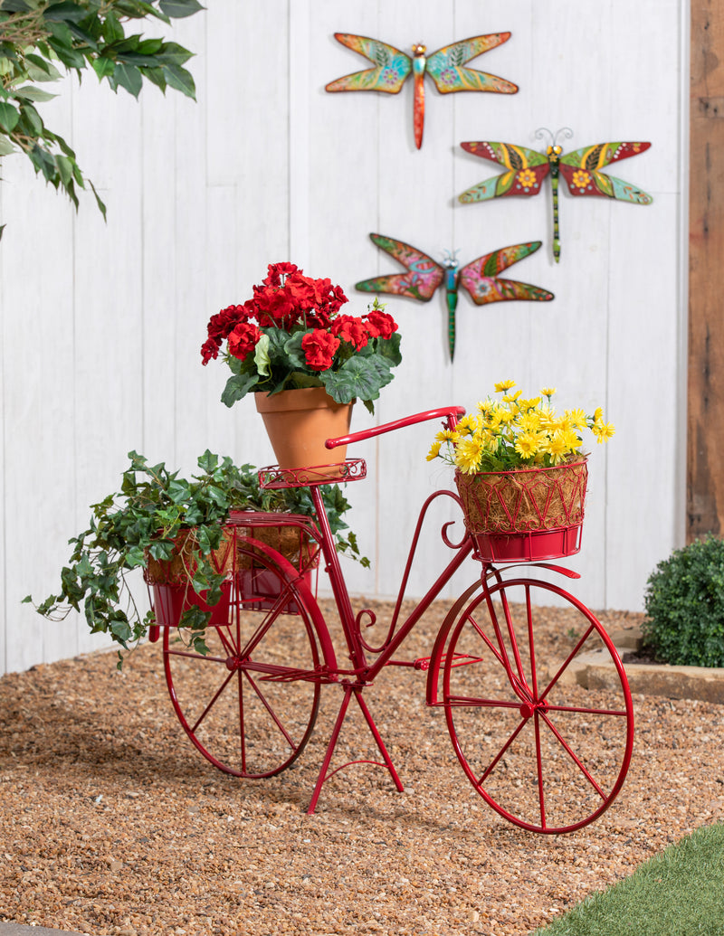 Red Metal Bicycle Planter,8prm005a