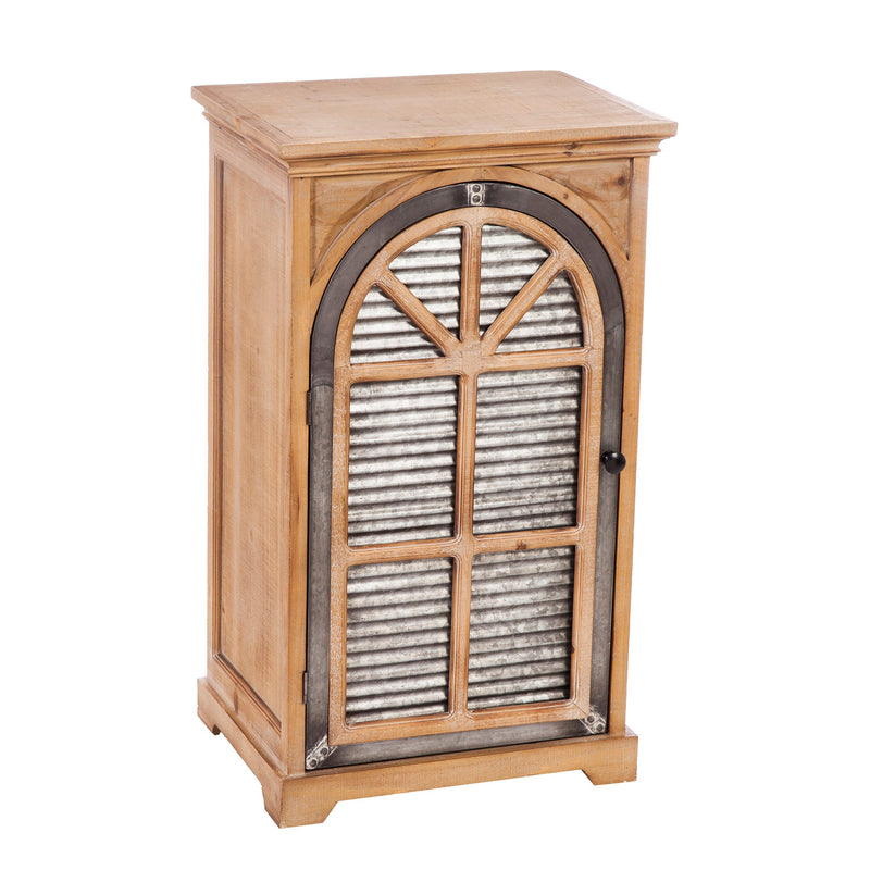 Wood Cabinet with Corrugated Metal Door,8sd006