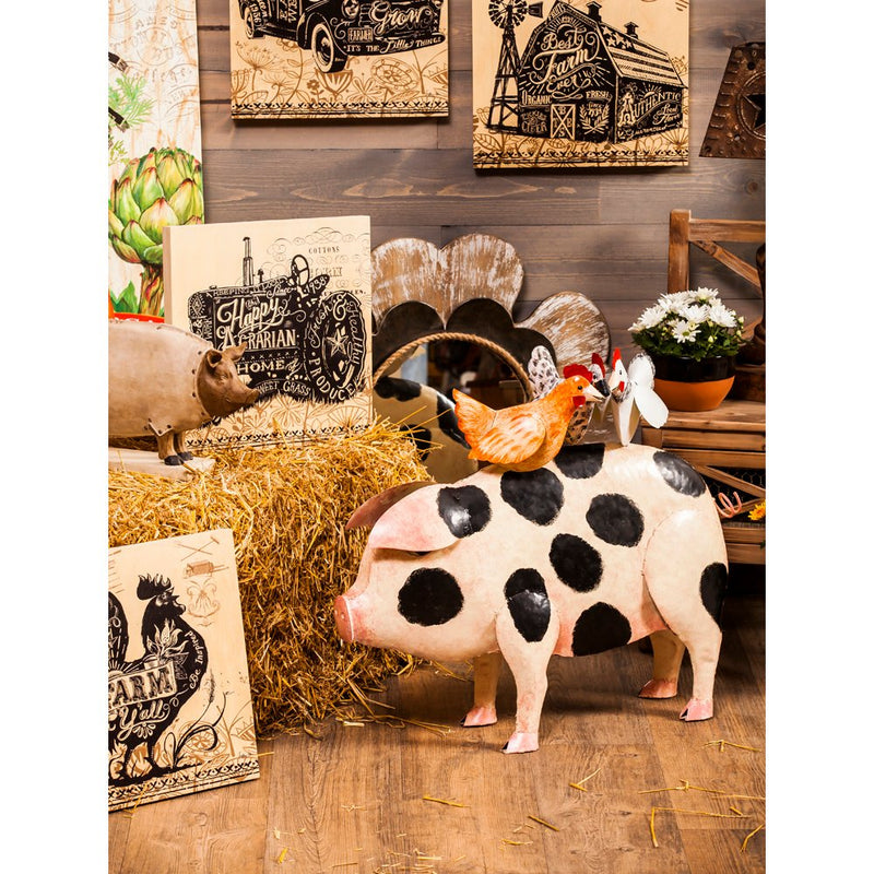 Large Handcrafted Pig with Chickens Statue,8su007