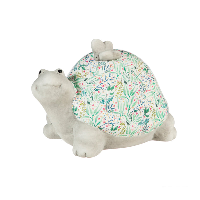 Ceramic Turtle with Floral Cadence Shell Tabletop Decoration,8tac083