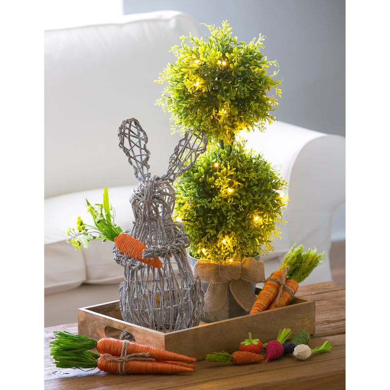 Rattan Rabbit with Carrot Tabletop Decoration,8taf004