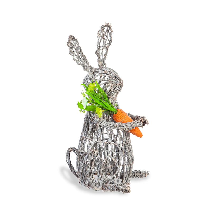 Rattan Rabbit with Carrot Tabletop Decoration,8taf004