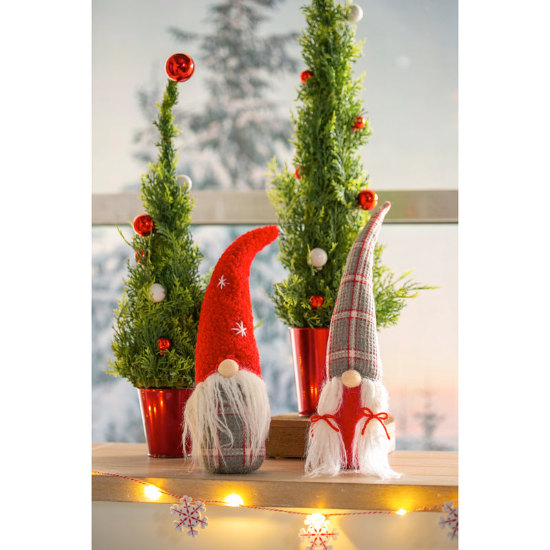 Plush Gnome Couple Tabletop Decor, Red/Gray, 2 Asst,8taf014