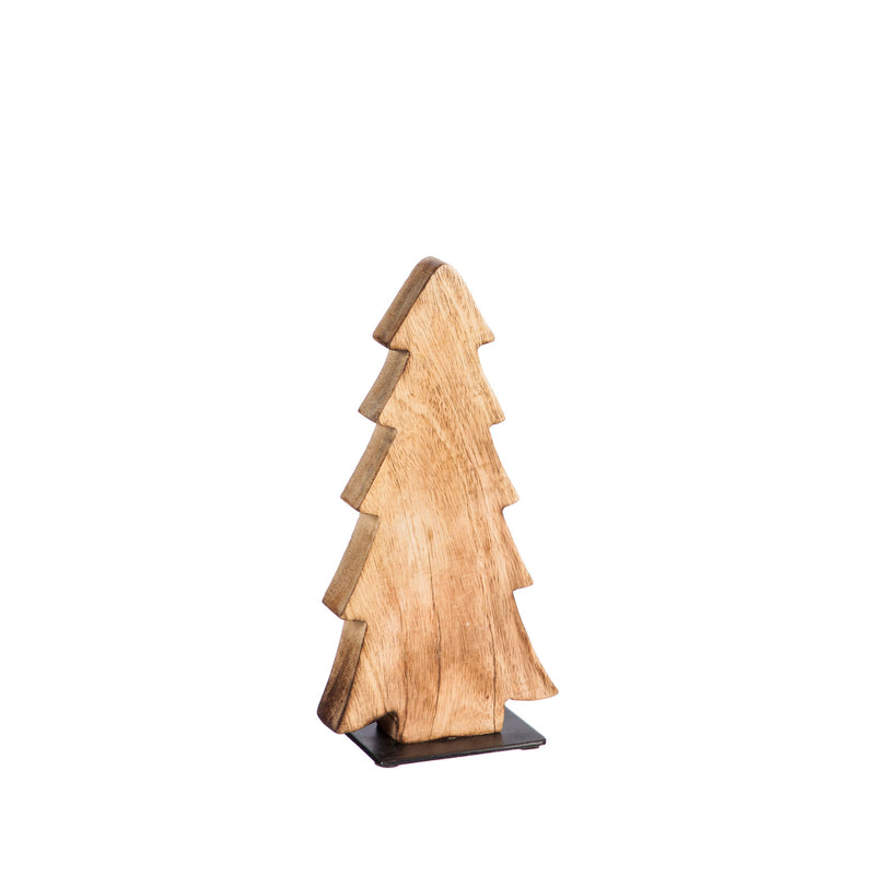 Wood Tree with Silver Sequins and Metal Base, Set of 2,8tam319