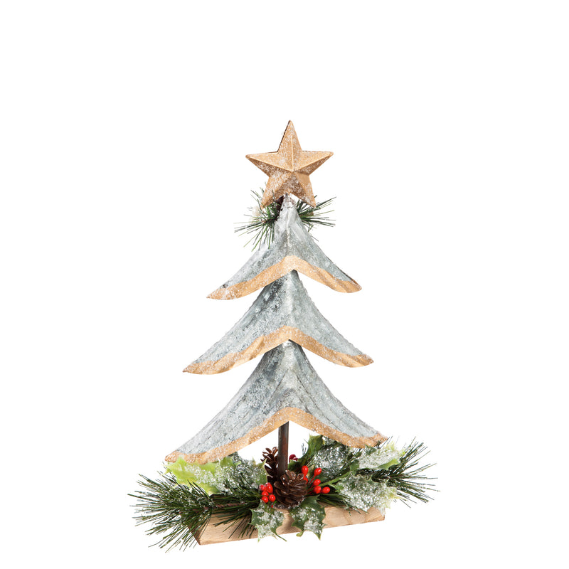 Silver Metal Tree with Glitter and Artificial Tabletop Decor, Set of 2,8tam343