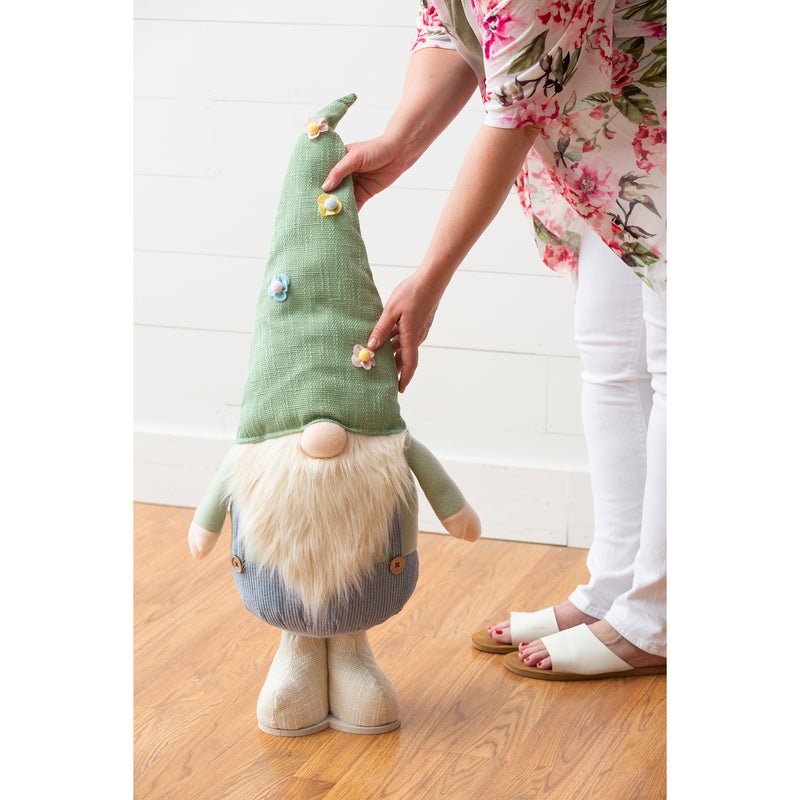 Gnome with Green Floral Hat and Pink Body Table Decor,8tan112