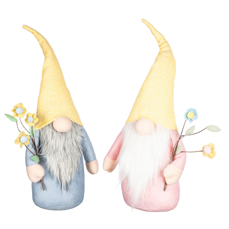 Gnome with Flower Stems Table Decor, 2 Asst,8tan114