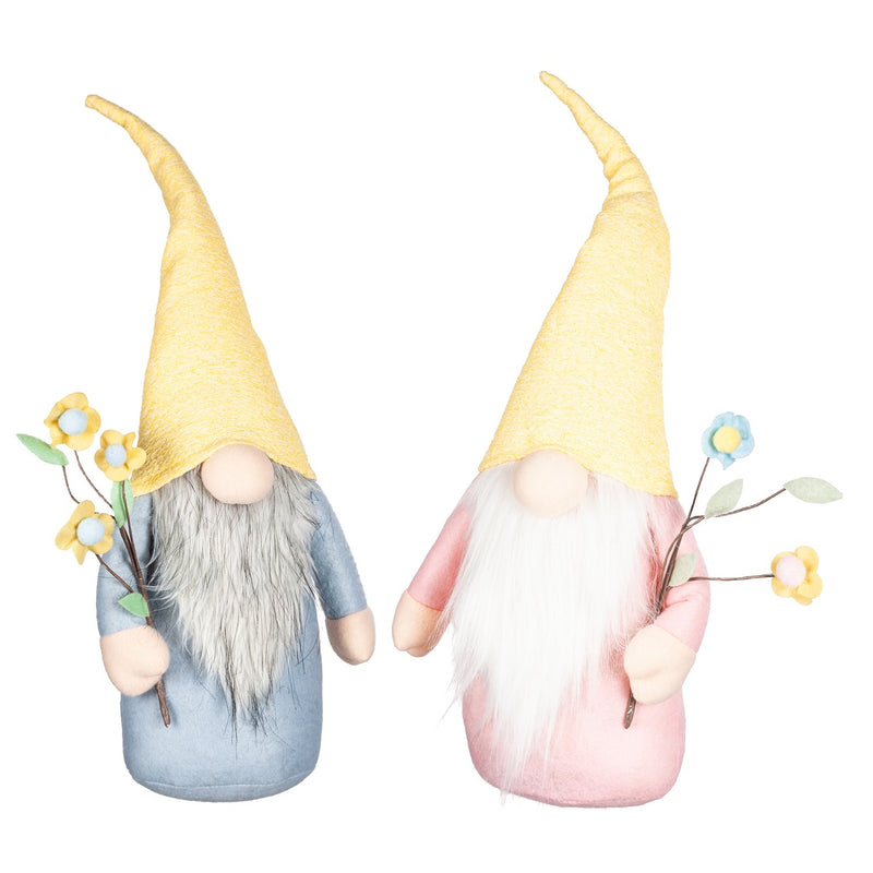 Gnome with Flower Stems Table Decor, 2 Asst,8tan114