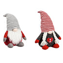 Plush Holiday Gnome with Striped Hat Table Decor, 2 Asst: Red/Grey,8tan151