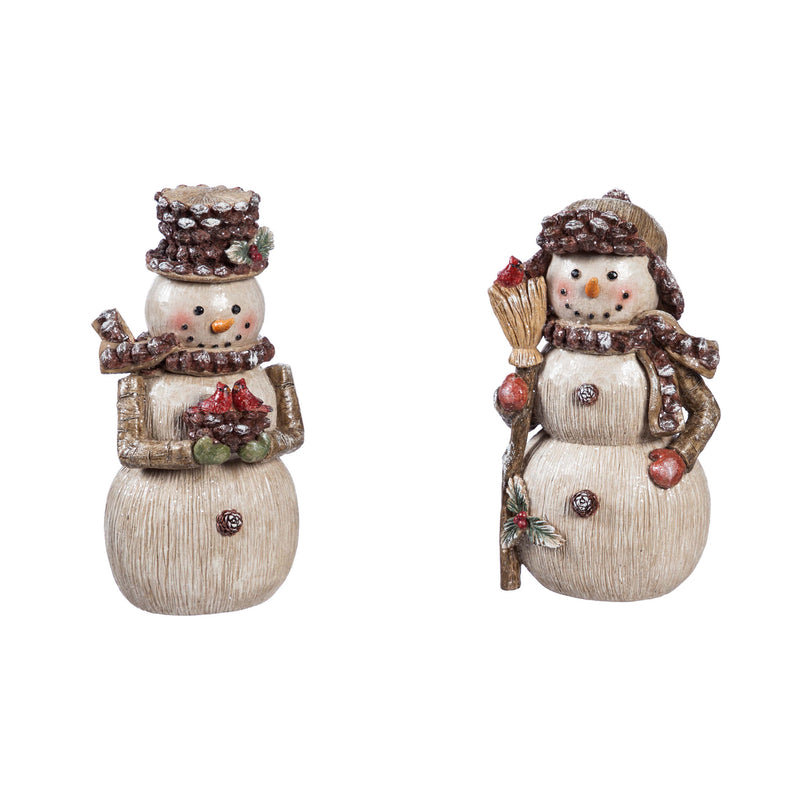Resin Woodland Snowman Tabletop Decor, 2 Asst,8tar430