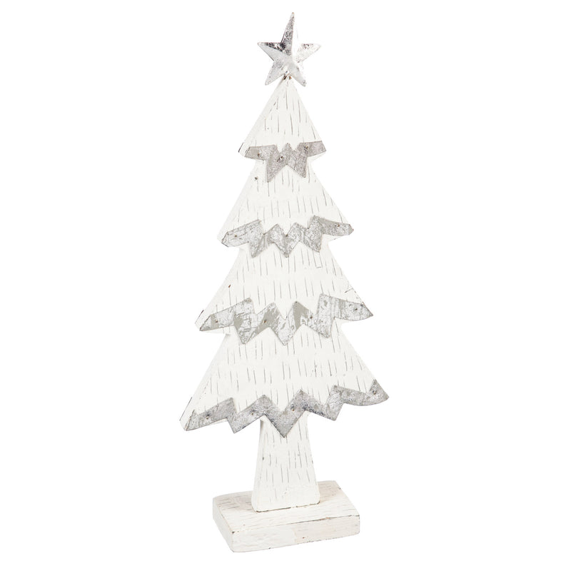 White Wood and Metal Christmas Tree Tabletop Decoration,8taw150