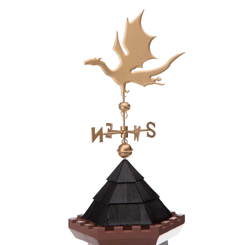 Evergreen Bird House,Three Tower Castle Birdhouse with Dragon Weathervane,7.75x9x16.5 Inches