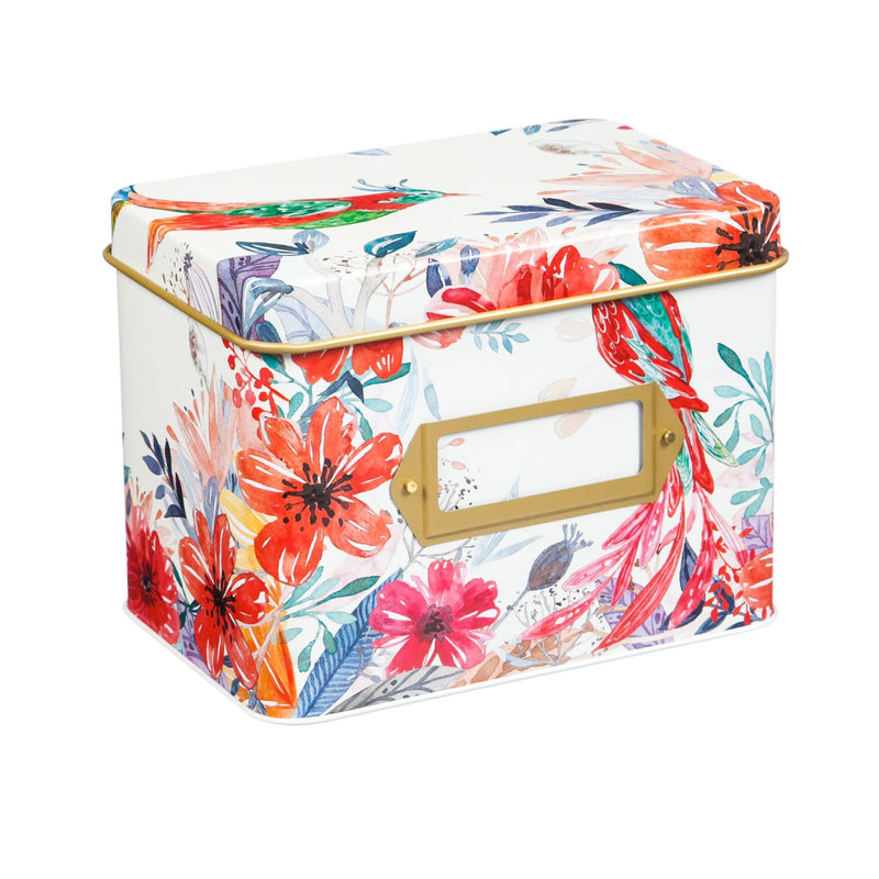 Recipe Tin with Recipe Cards and Ceramic Cups, Blooming Garden,p18616516