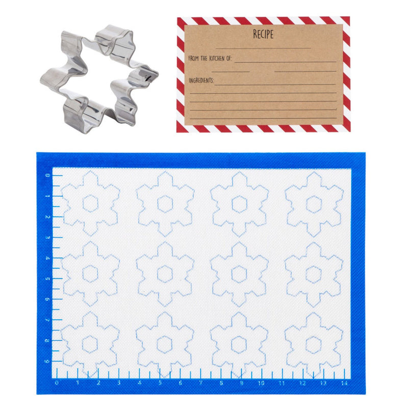 Silicone Baking Mat with Recipe Card and Cookie Cutter, Snowflake,p2159002
