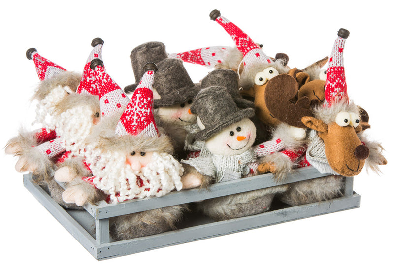 Nordic Plush Ornaments in Wooden Tray, Includes 12 pieces,p2562