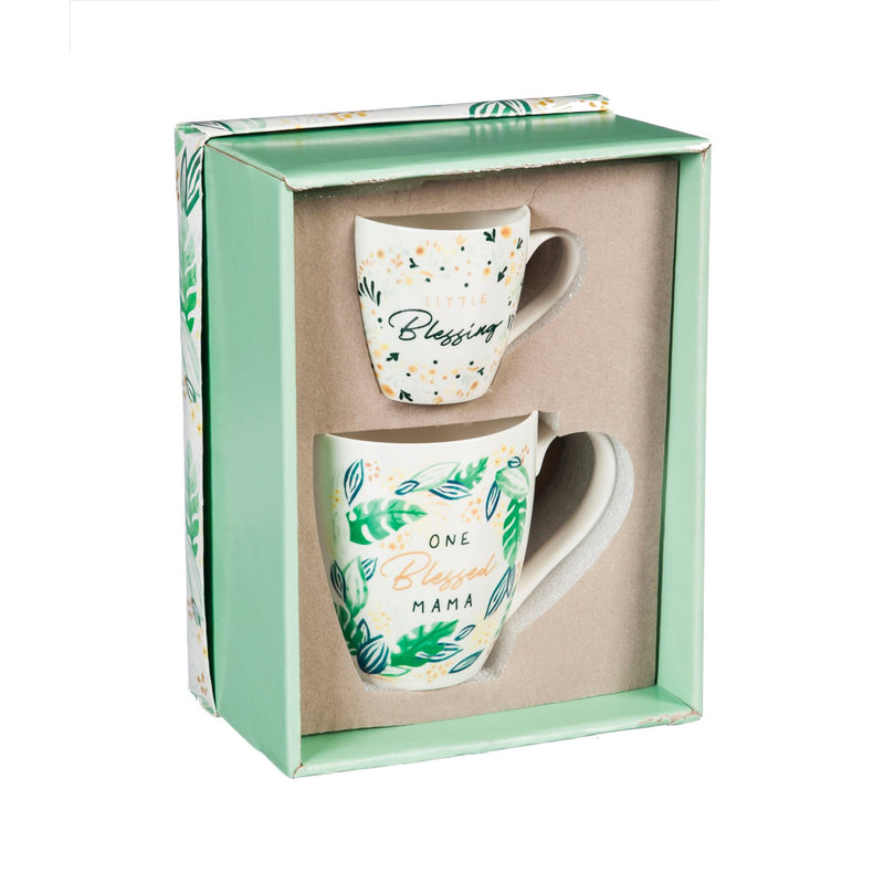 Mommy and Me Ceramic Cup Gift Set, One Blessed Mama/ Little Blessing,p2995008