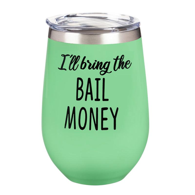 Double Wall Vacuum Wine Tumbler Gift Set, Set of 2, 12 OZ, Bad Decisions/Bail Money,p3755001