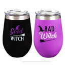 Double Wall Vacuum Wine Tumbler Gift Set, Set of 2, 12 OZ, Good Witch/Bad Witch,p3755004