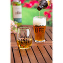 Stemless 17 OZ Wine Glass & Beer 16 OZ Cup Gift Set, Happy Wife/Happy Life,p3845001